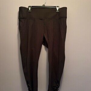 Luxe Slims Leggings Womens XL Black High Rise Cropped Bow Cutout Hem